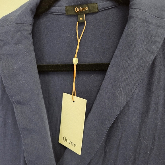 NWT Quince Tencel Jersey Midi Wrap Dress Navy Blue Size Medium New with tags! - Picture 3 of 5